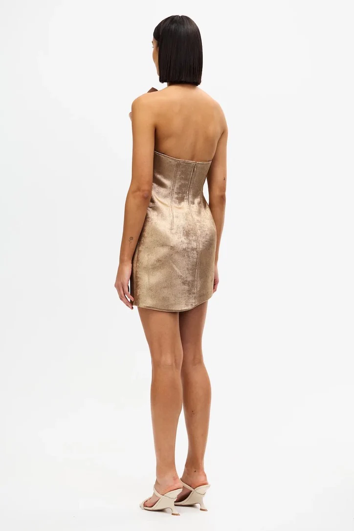 Acler Finwood Mini Dress - Gold - Image 3