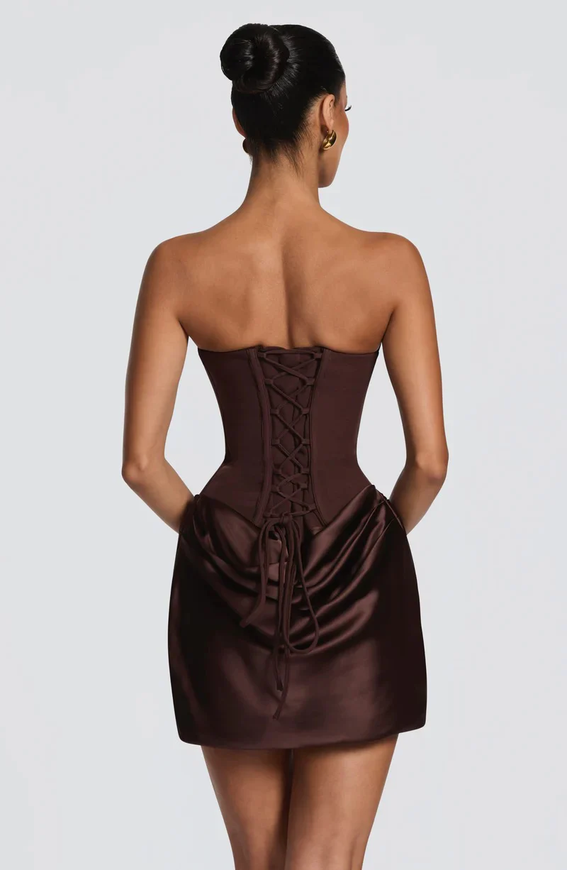 Babyboo Maggie Mini Dress - Plum Brown - Image 4