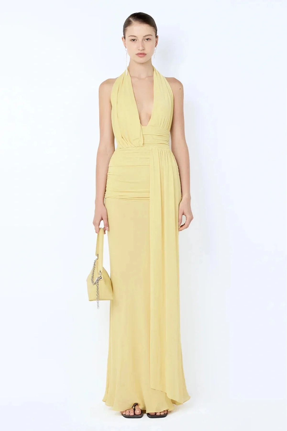 Bec & Bridge Cassis Drape Maxi Dress - Citron
