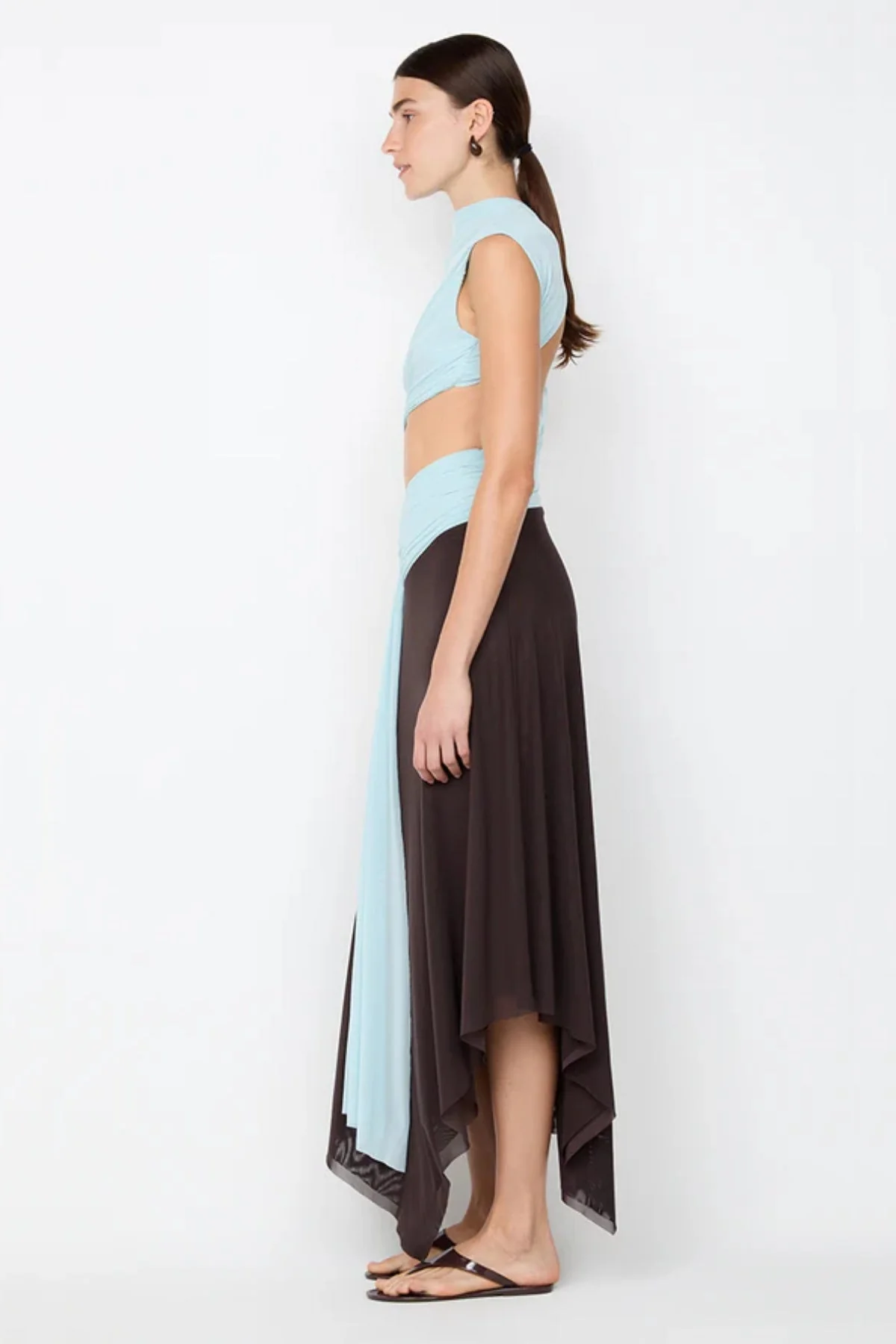 Bec & Bridge Conni Asym Midi Dress - Arctic Blue/Dark Choc - Image 6