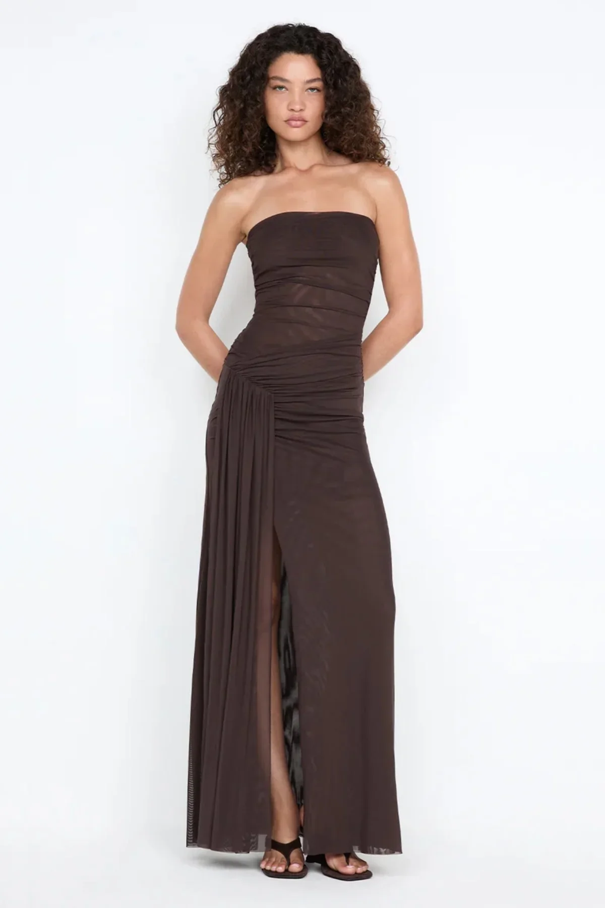 Bec & Bridge Ida Strapless Dress- Dark Chocolate - Image 2