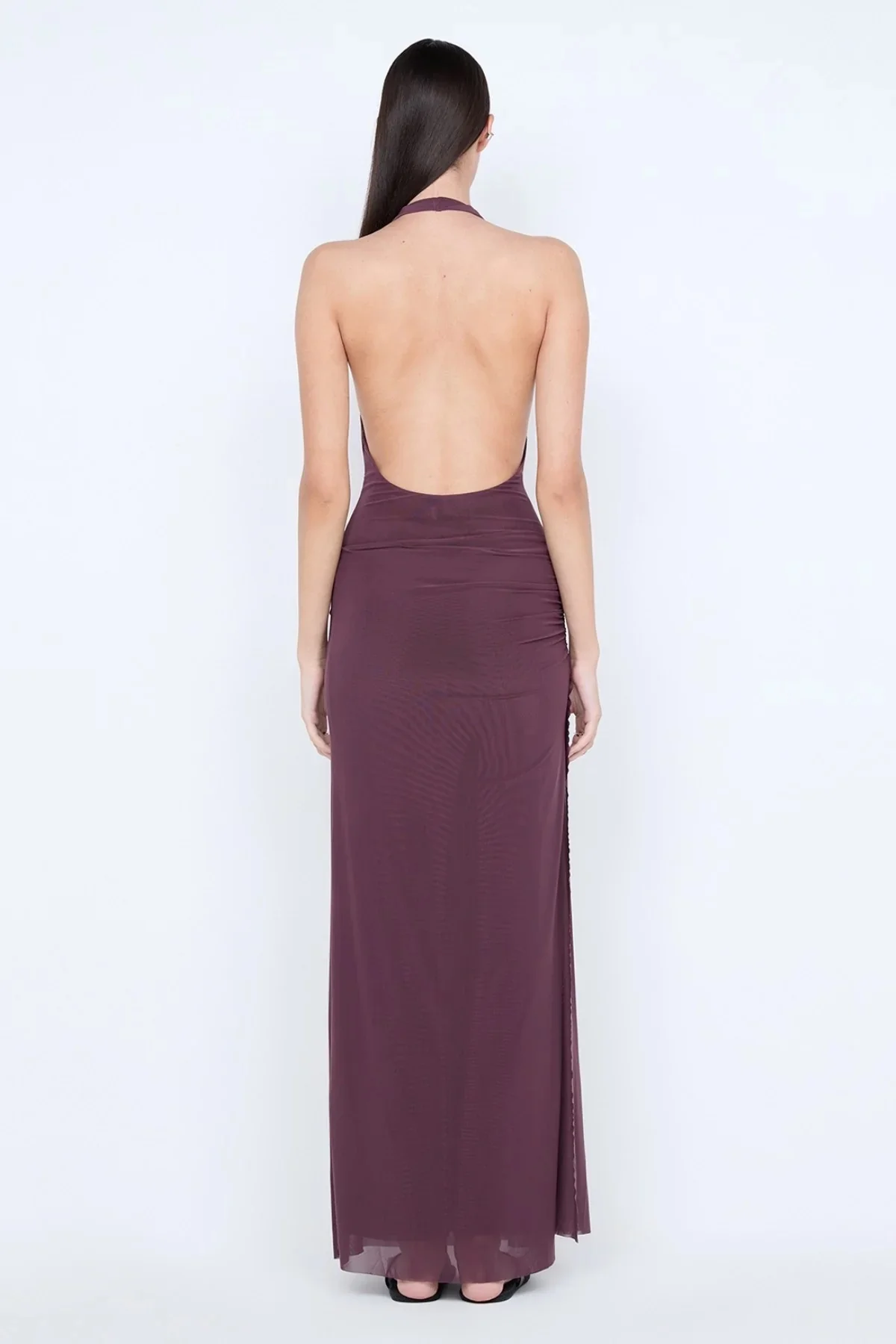 Bec & Bridge Marabou Halter Maxi Dress - Aubergine - Image 3