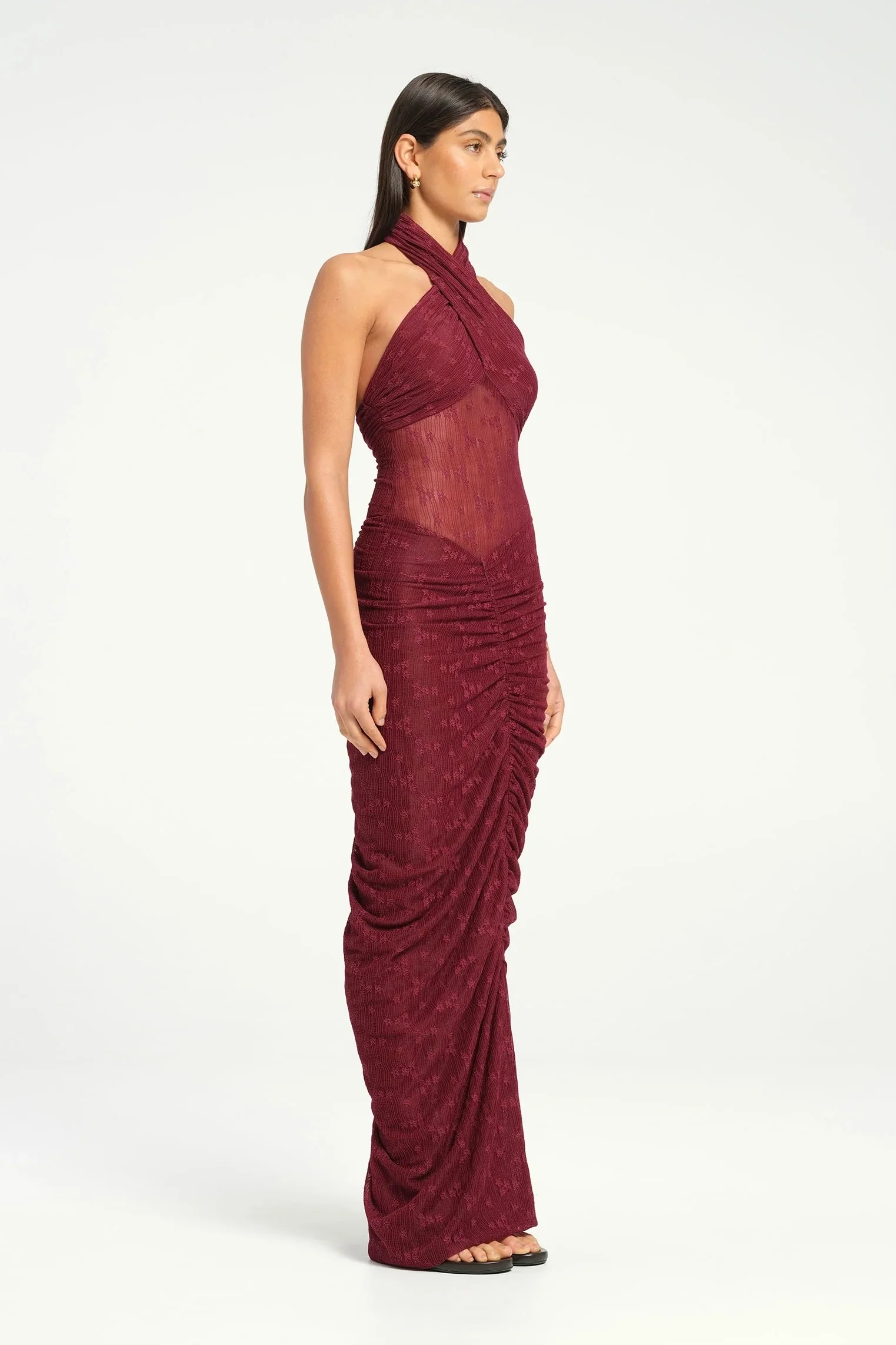Benni Hudson Lace Maxi Dress - Sangria - Image 2