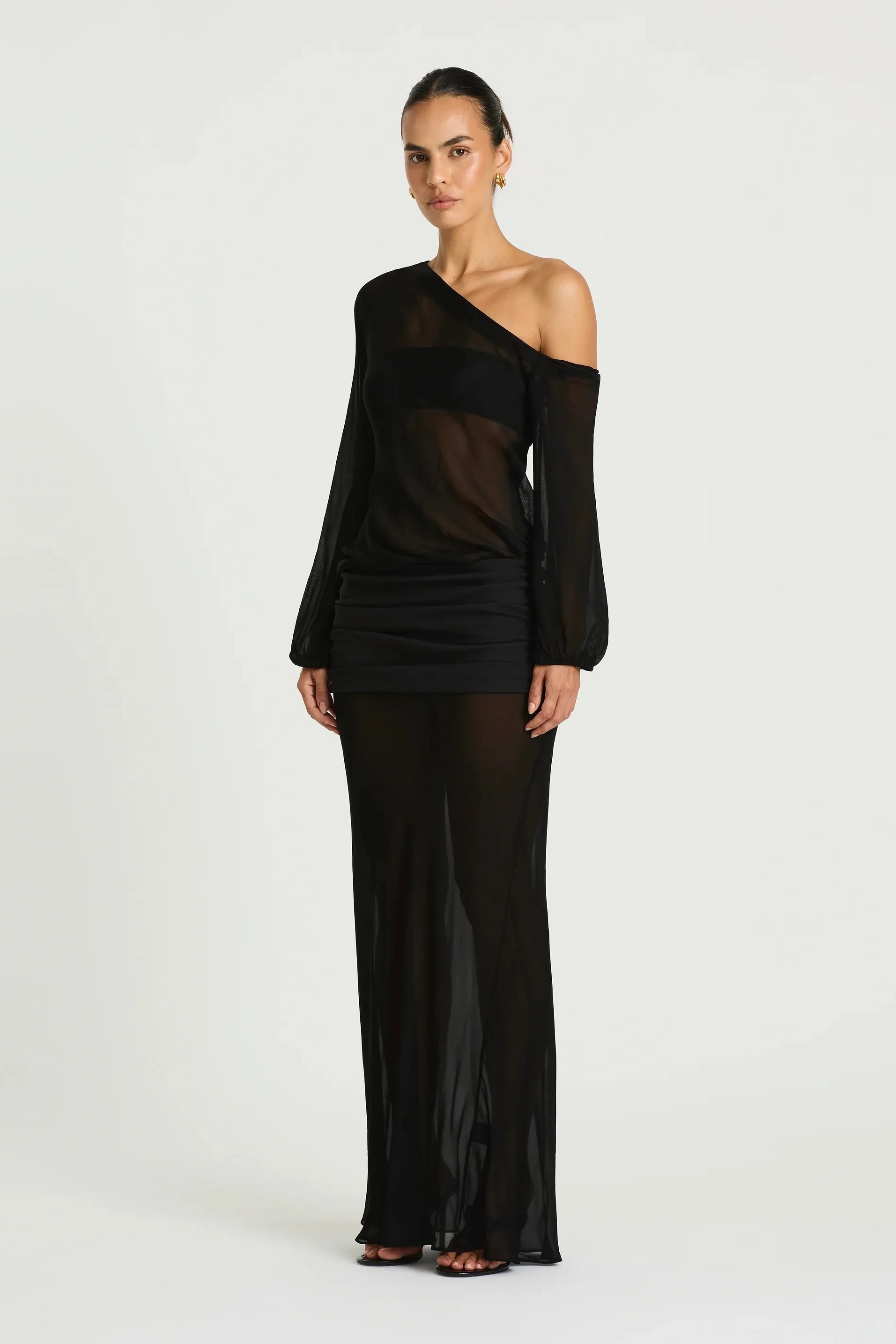Benni Jessa Long Sleeve Maxi Dress - Black - Image 3