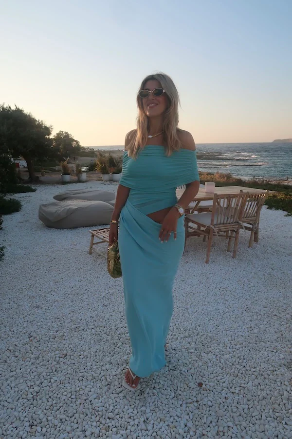 Benni Nico Off Shoulder Maxi Dress - Aquamarine - Image 3