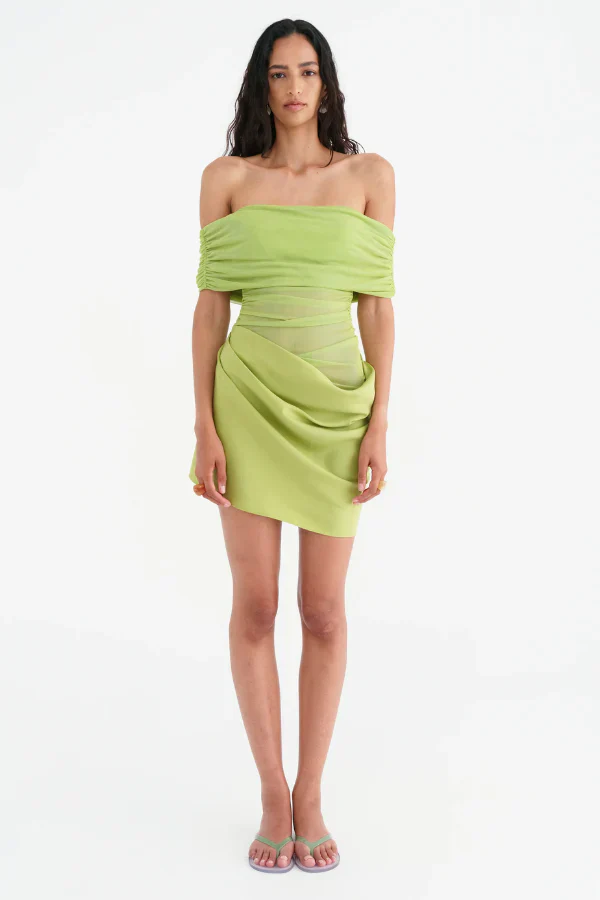 Benni Nico Off Shoulder Mini Dress - Apple