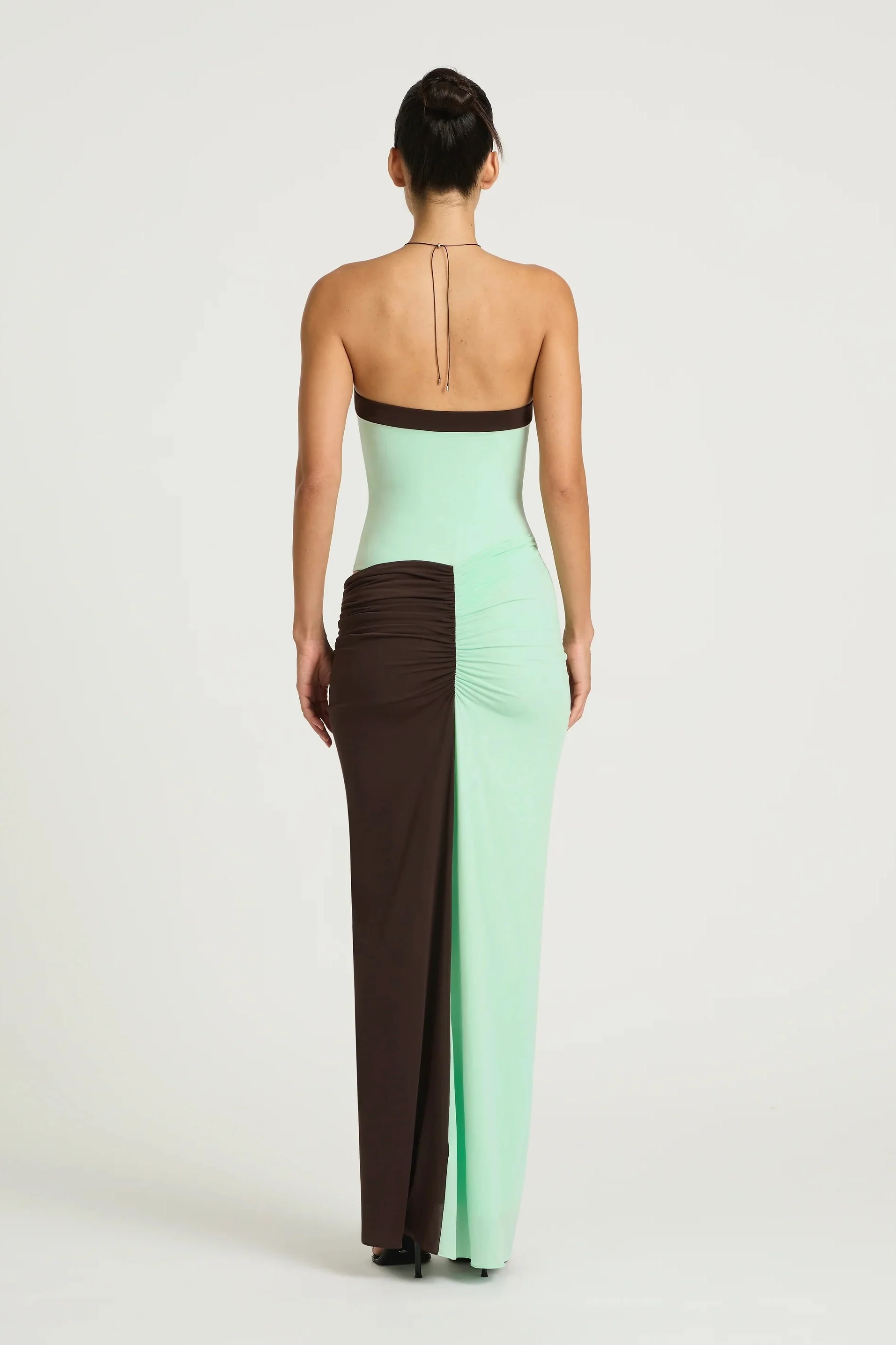 Benni Rumi Strapless Maxi Dress - Aqua & Choc - Image 3