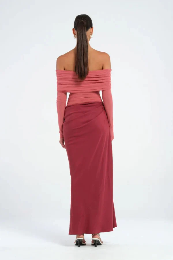 Benni Yasmin Off Shoulder Dress - Redwood - Image 3