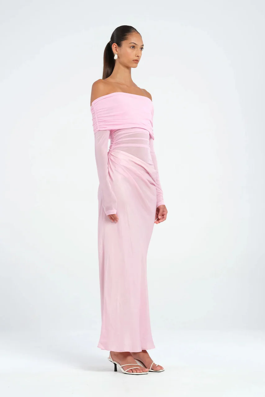 Benni Yasmin Off-Shoulder Maxi Dress - Baby Pink - Image 2