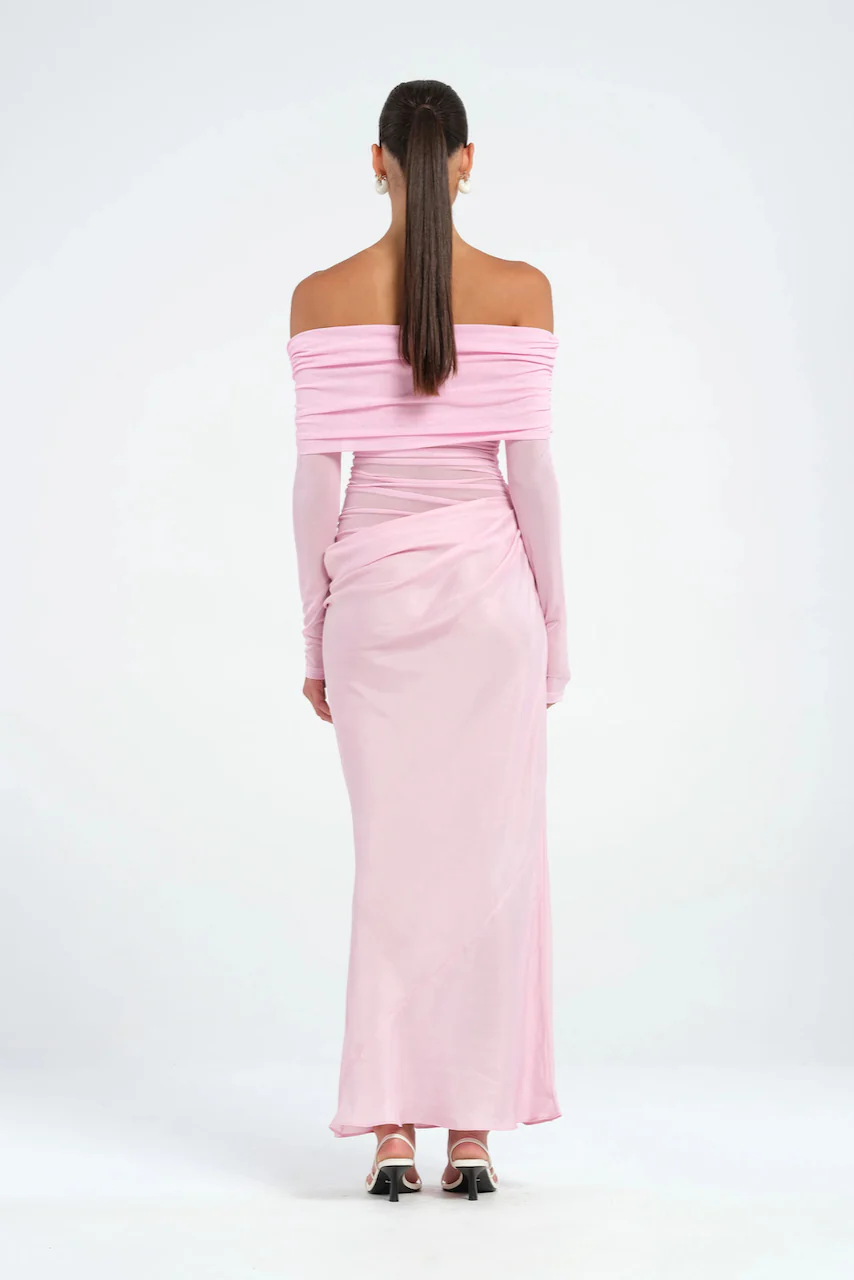 Benni Yasmin Off-Shoulder Maxi Dress - Baby Pink - Image 3
