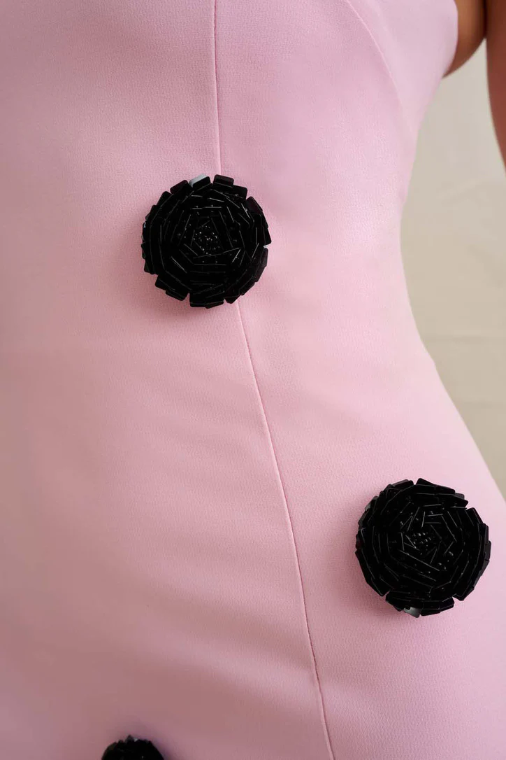 By Johnny Anita Spot Midi Dress - Pink Black - Image 4