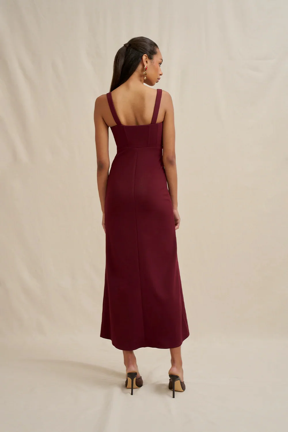 By Johnny Basia Bodice Midi Dress - Burgundy - Image 5