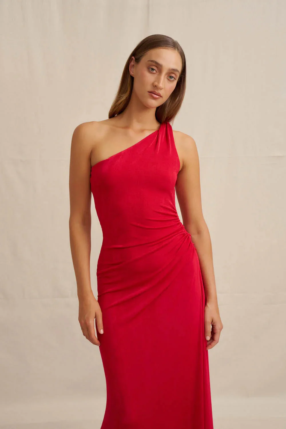 By Johnny Carmine One Shoulder Dress - Red - Image 5