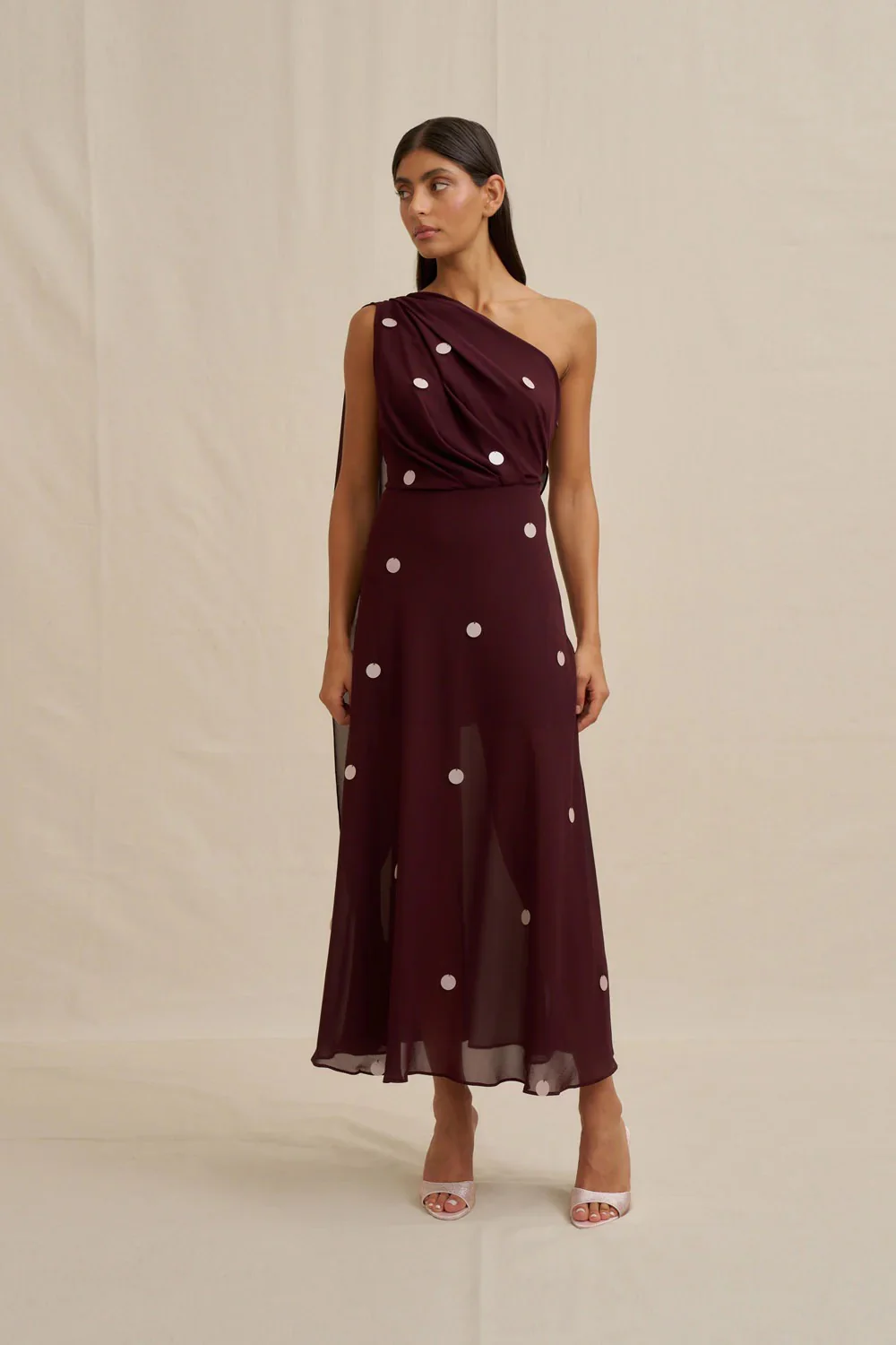 By Johnny Delia Drape Midi Dress - Wine Pink - Image 2