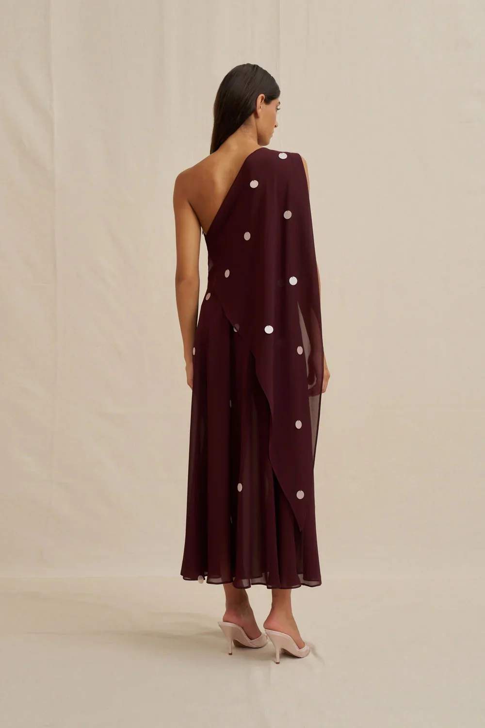 By Johnny Delia Drape Midi Dress - Wine Pink - Image 4