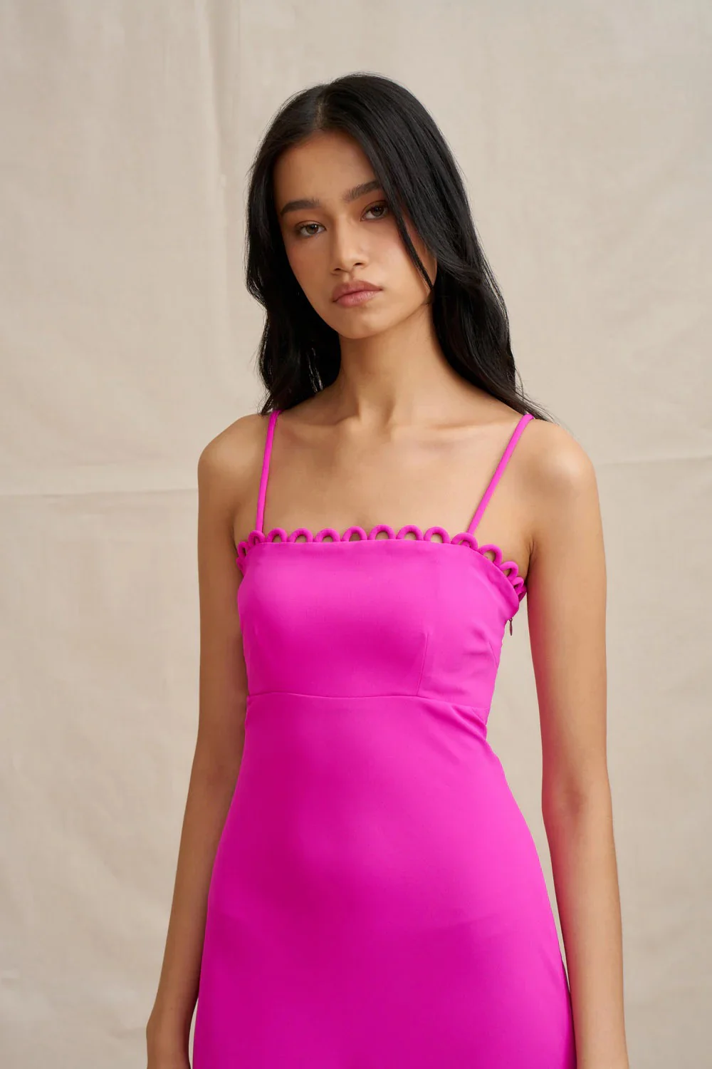 By Johnny Denise Bias Midi Dress - Fuchsia Pink - Image 3