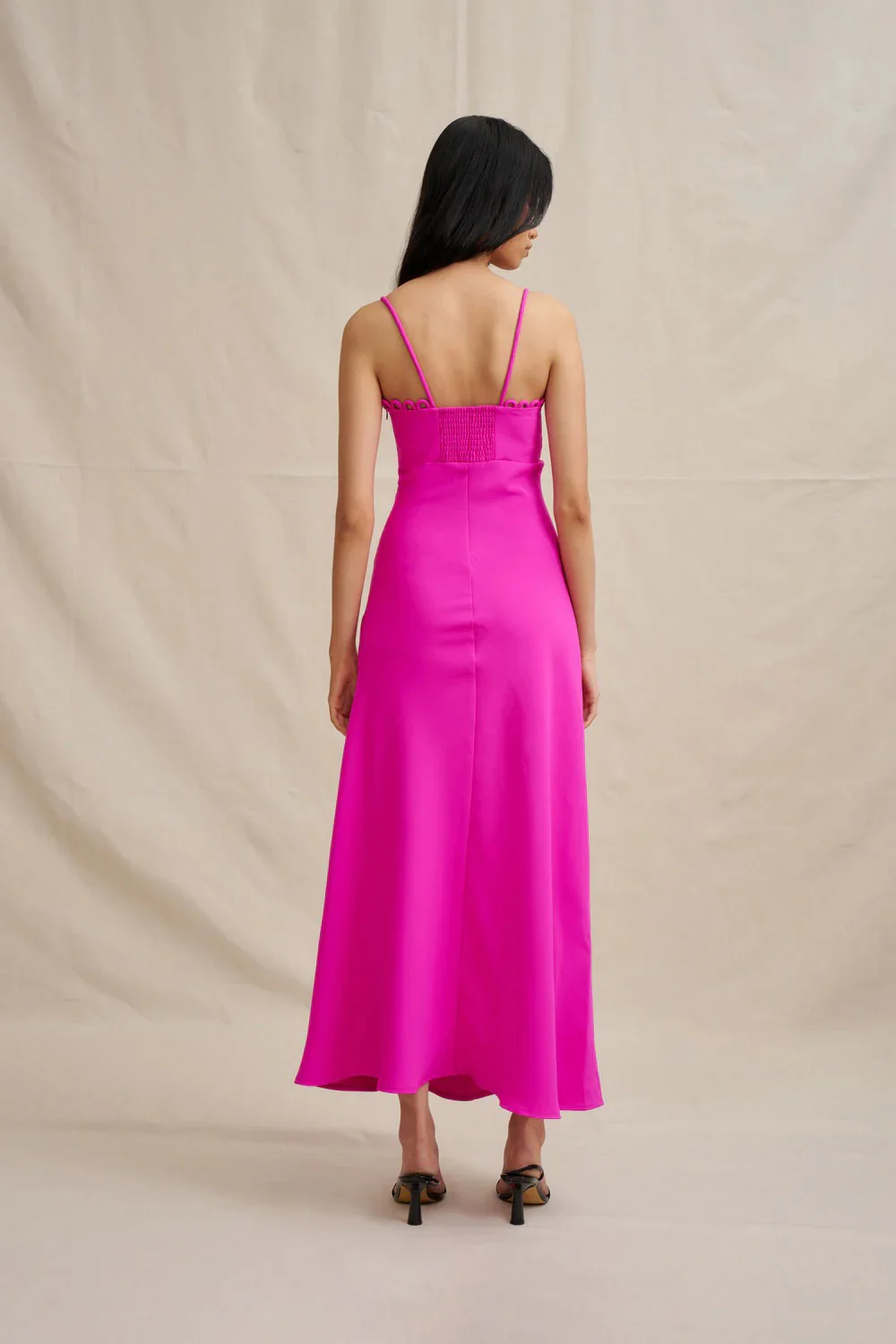By Johnny Denise Bias Midi Dress - Fuchsia Pink - Image 4