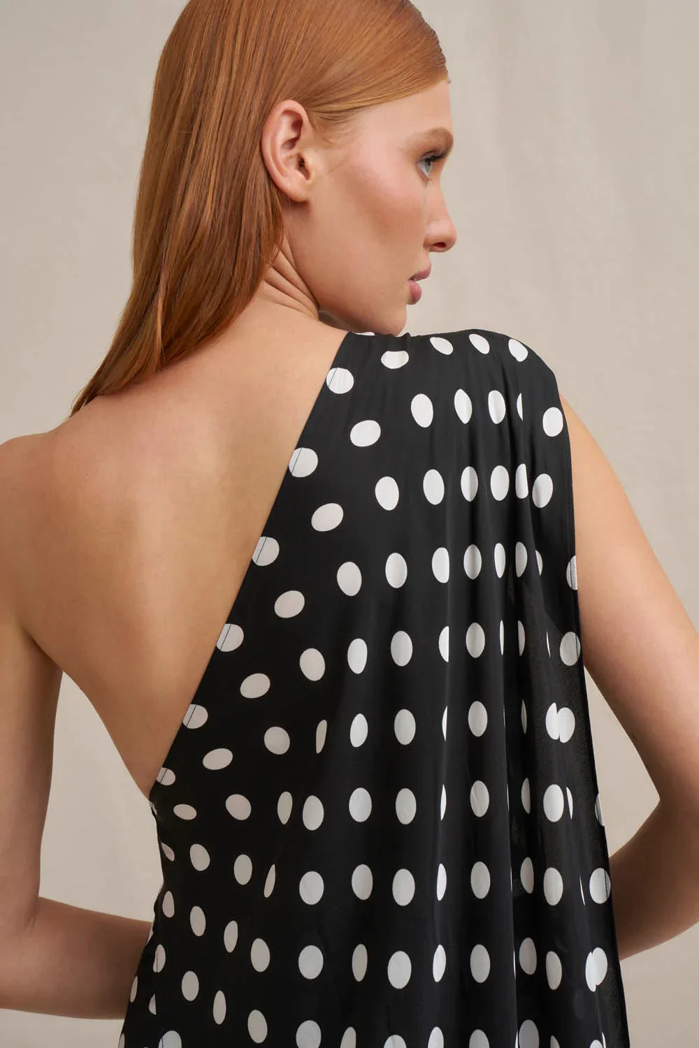 By Johnny Dove Drape Polka Ankle Dress - Black Ivory - Image 4