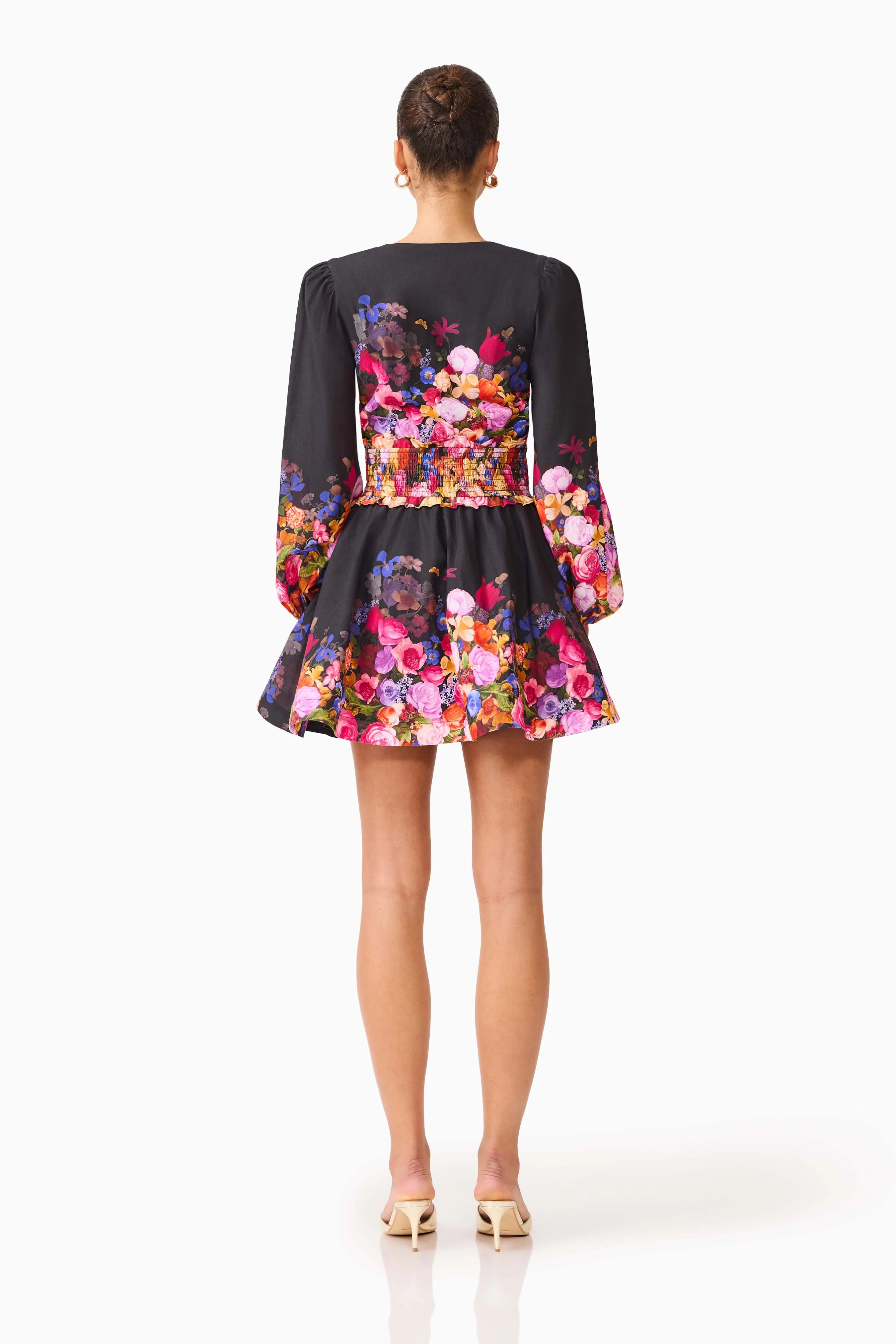 Elliatt Alice Long Sleeve Mini Dress - Black Multi - Image 4