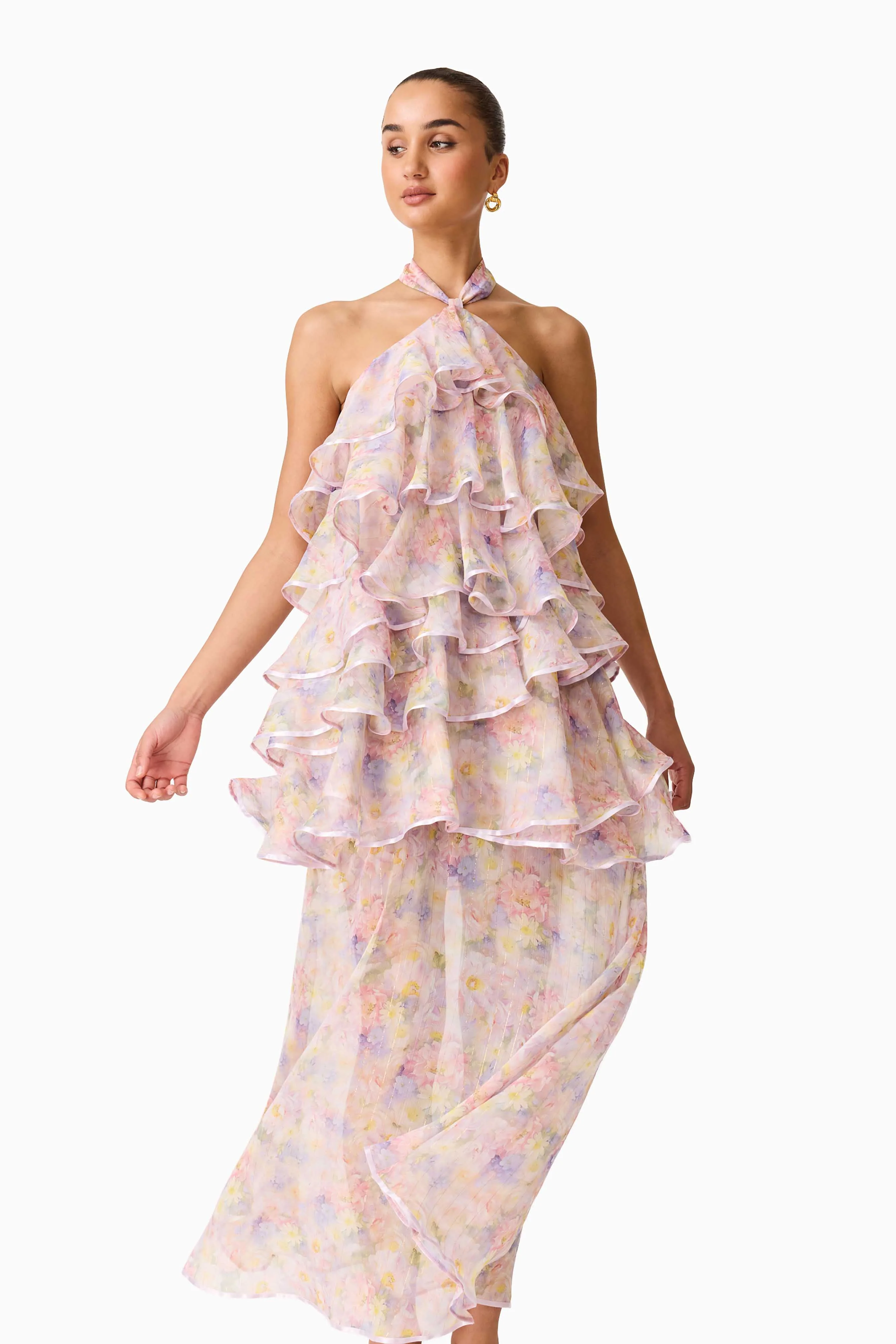 Elliatt Alindra Halterneck Maxi Dress - Floral Multi - Image 2