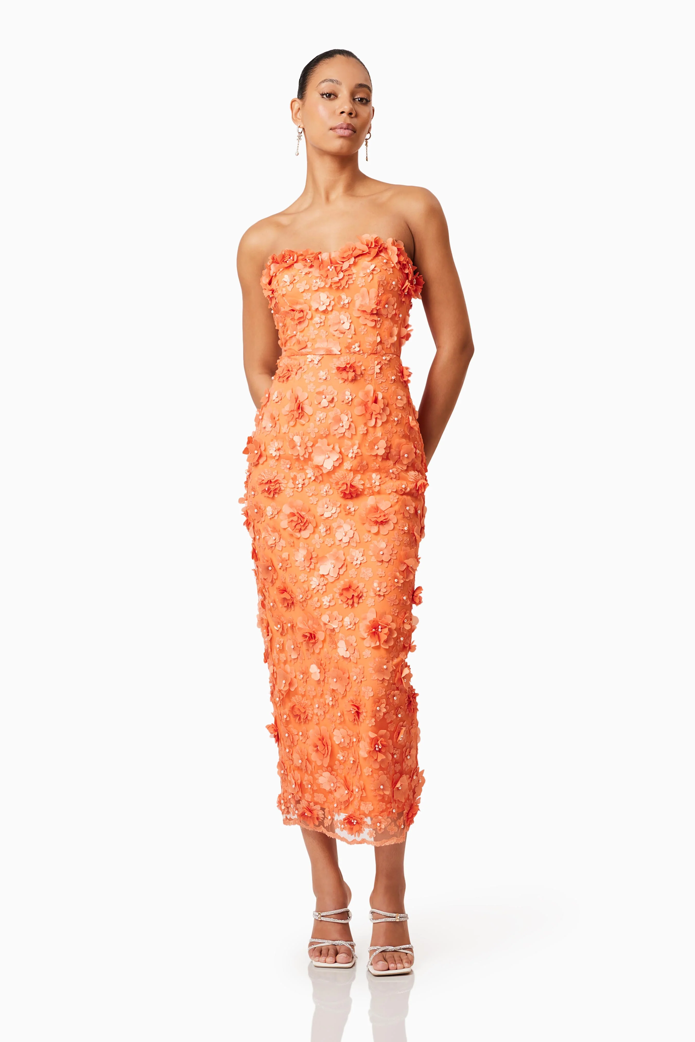 Elliatt Bluebell Midi Dress - Orange - Image 3