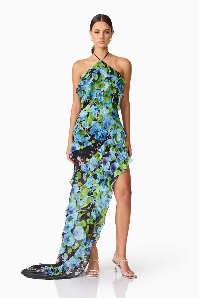 Elliatt Briony Asymmetrical Maxi Dress - Black Multi - Image 3