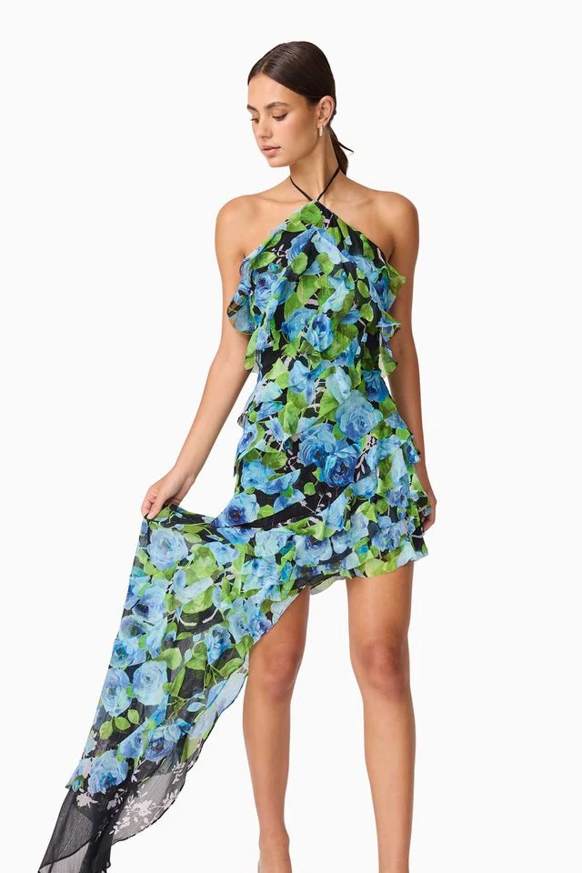 Elliatt Briony Asymmetrical Maxi Dress - Black Multi - Image 4