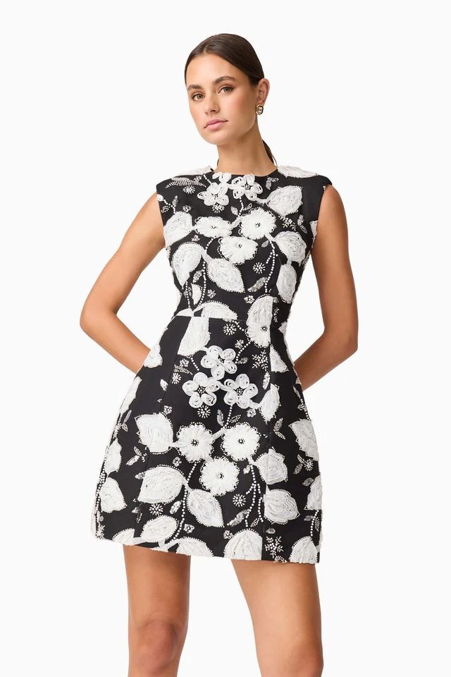 Elliatt Carol Tulip Mini Dress - Black & White - Image 5