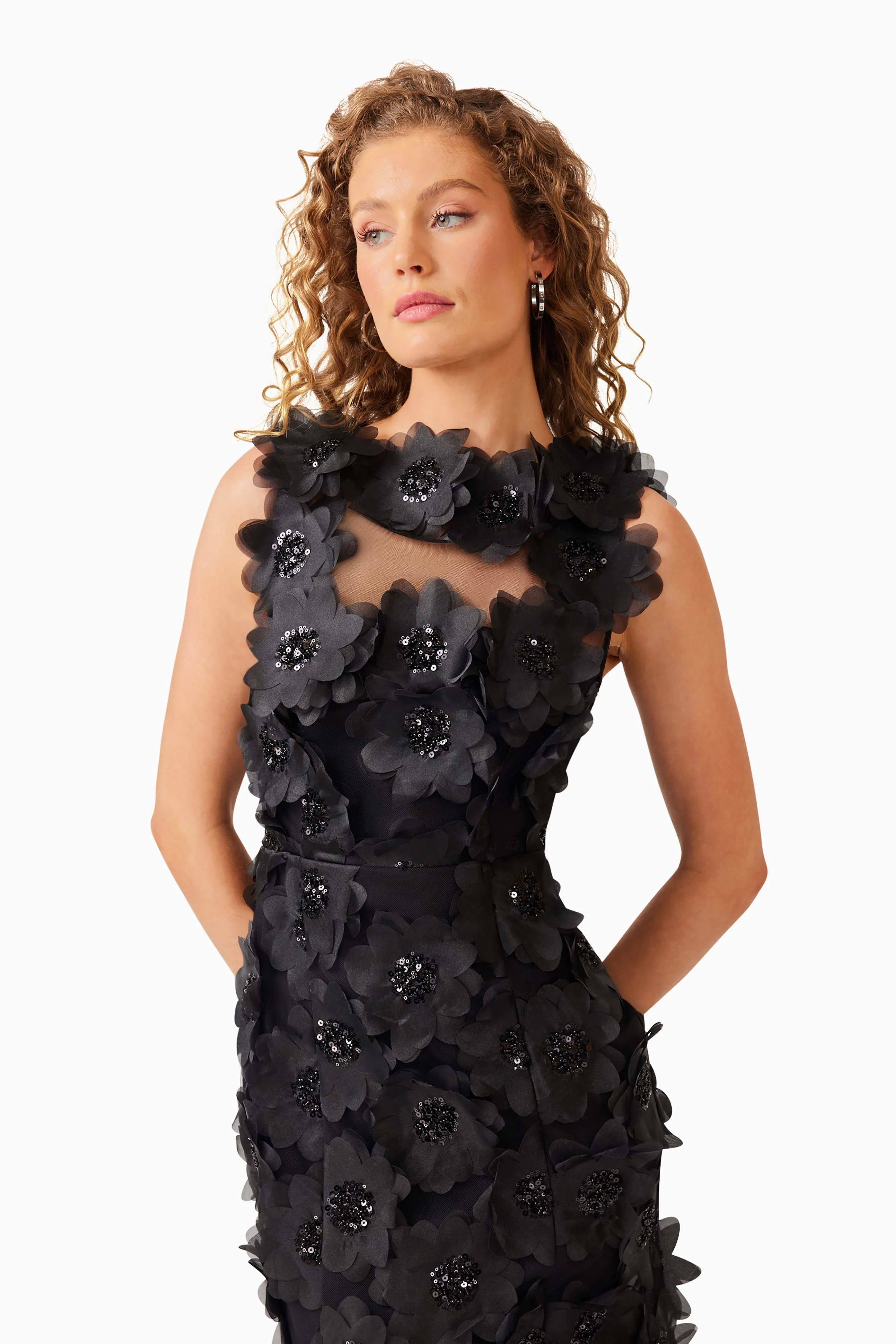 Elliatt Cherry Blossom Midi Dress - Black - Image 2