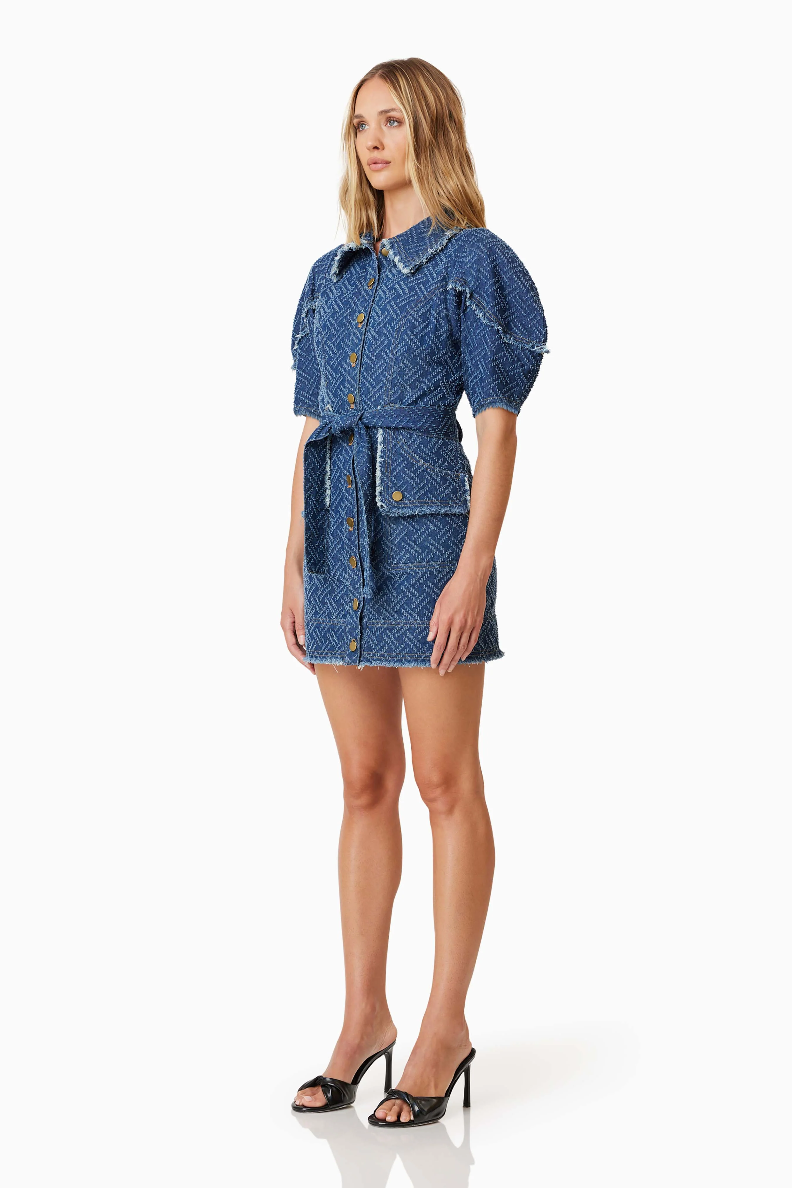 Elliatt Cora Denim Day Dress - Navy - Image 3