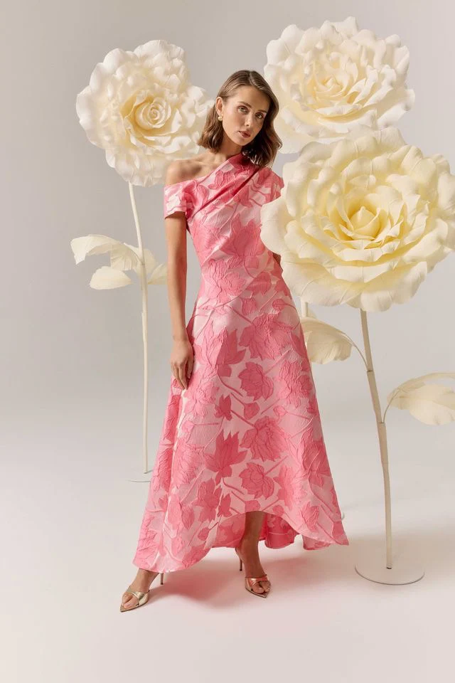 Elliatt Dionne Asymmetrical Maxi Gown - Pink - Image 2