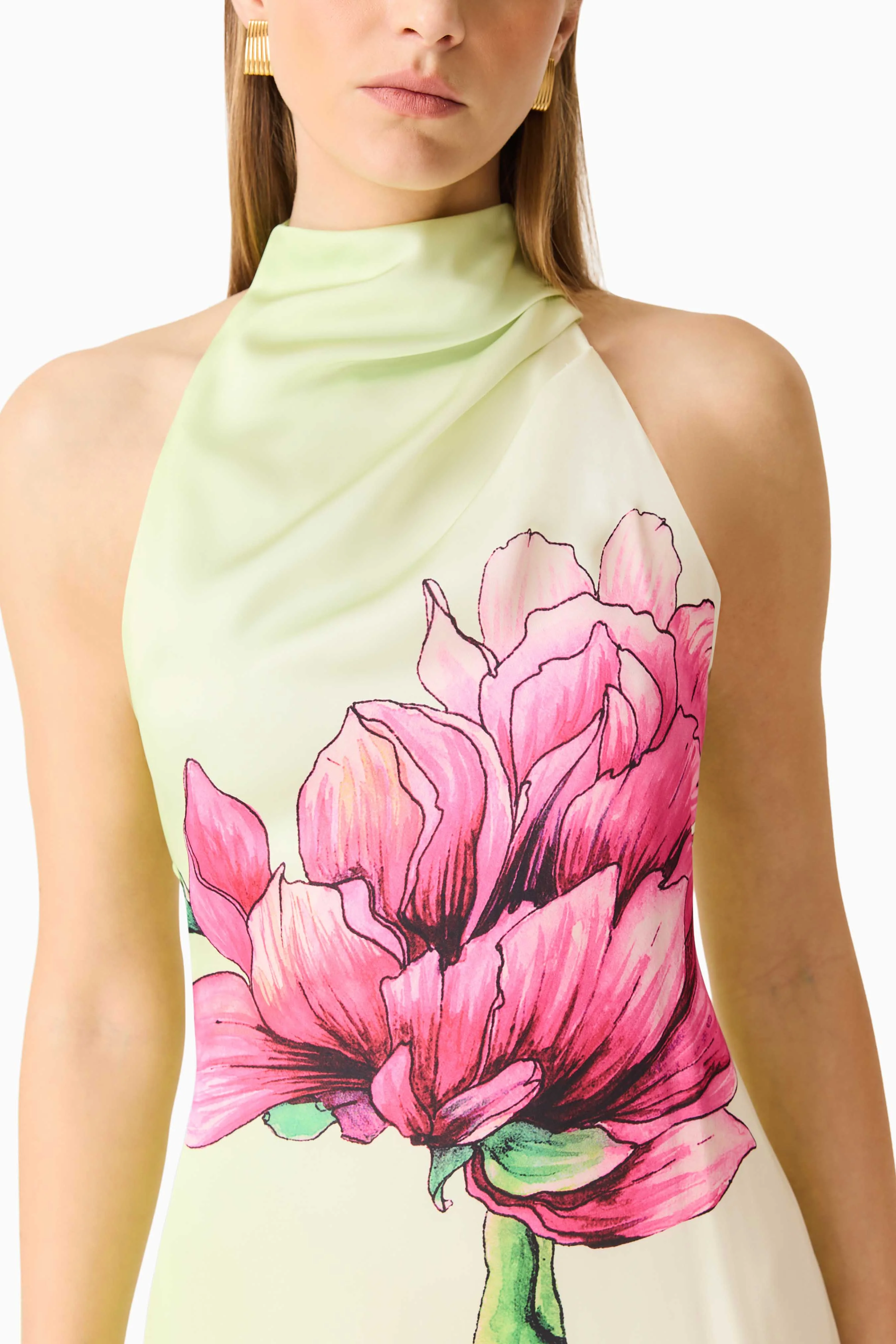 Elliatt Elisia Halterneck Mini Dress - Green Floral - Image 4