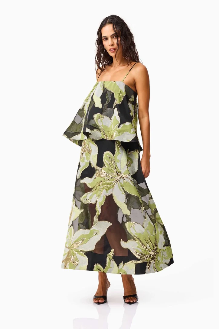 Elliatt Elysia Gown - Black & Green Floral - Image 3