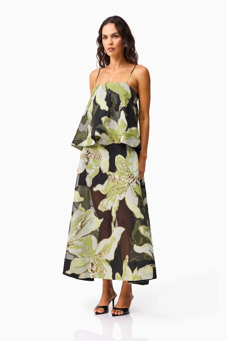 Elliatt Elysia Gown - Black & Green Floral - Image 4