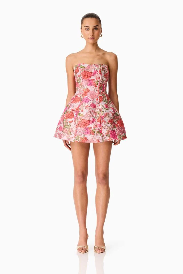 Elliatt Floralie Strapless Mini Dress - Pink Floral
