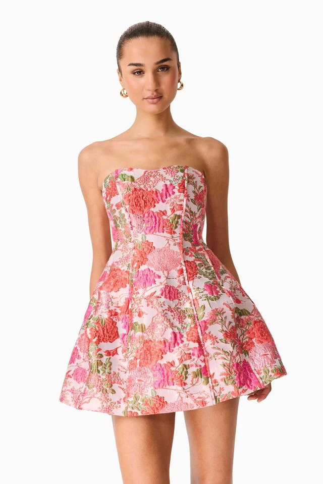 Elliatt Floralie Strapless Mini Dress - Pink Floral - Image 4