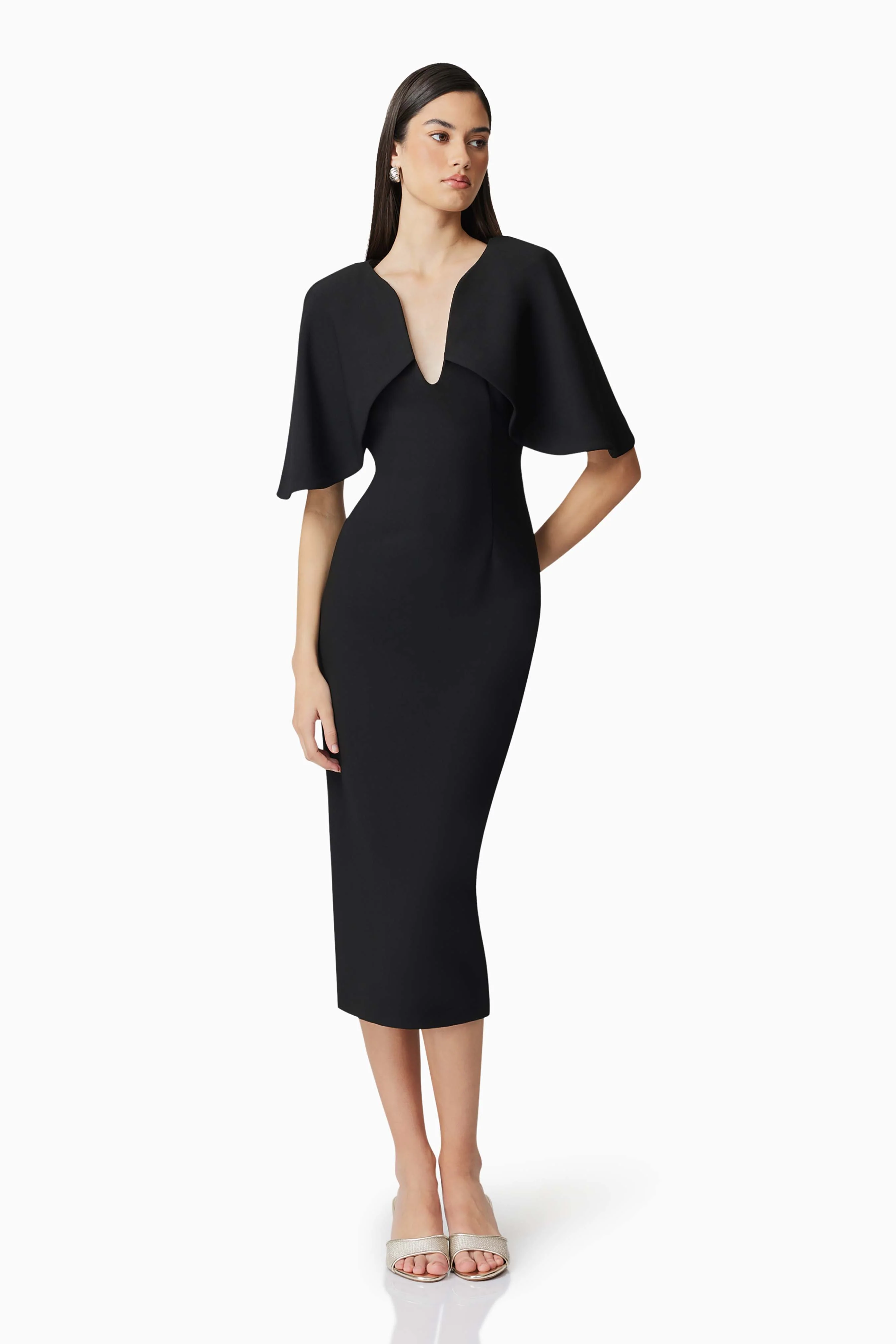 Elliatt Gia Cape Midi Dress - Black - Image 2