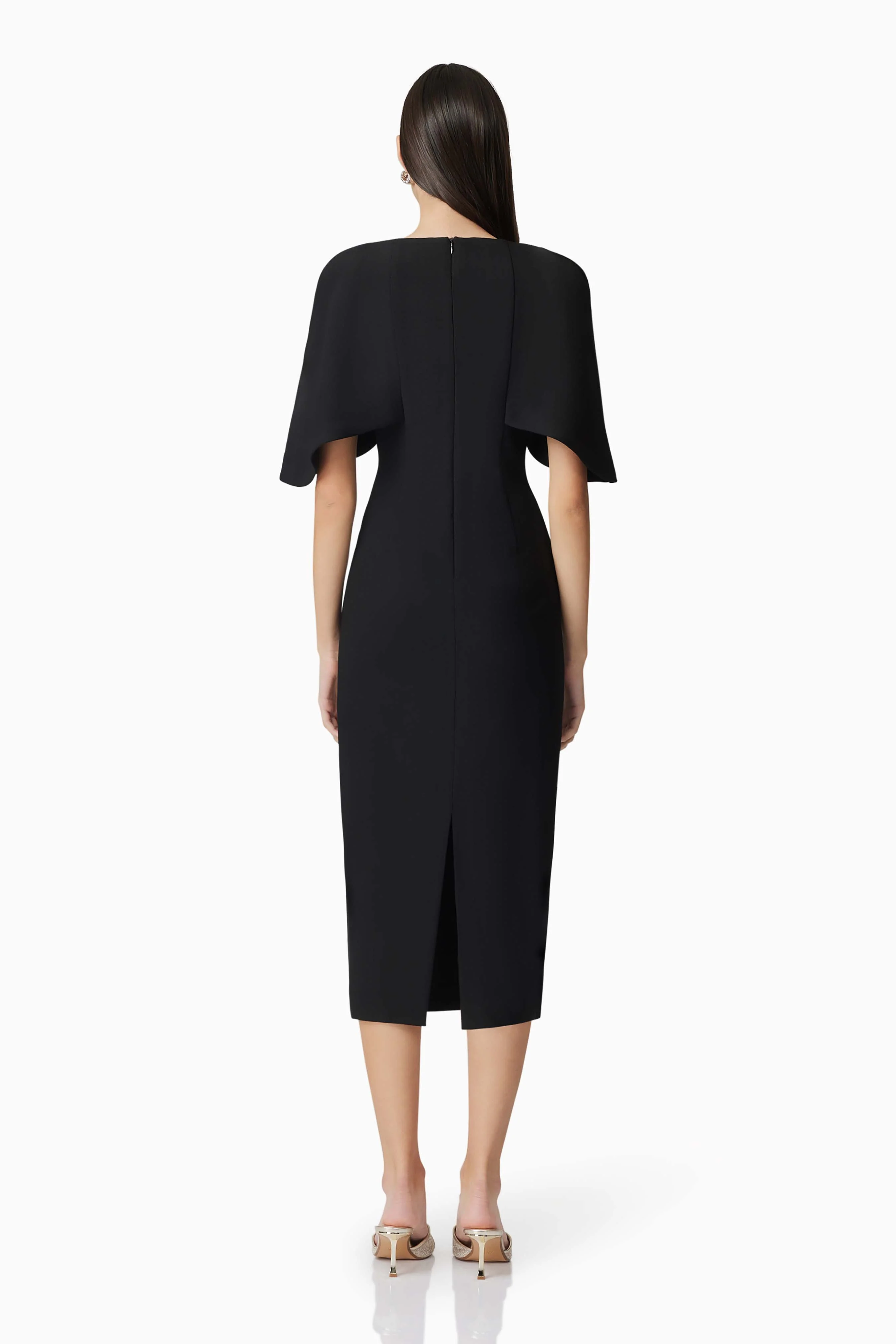 Elliatt Gia Cape Midi Dress - Black - Image 4