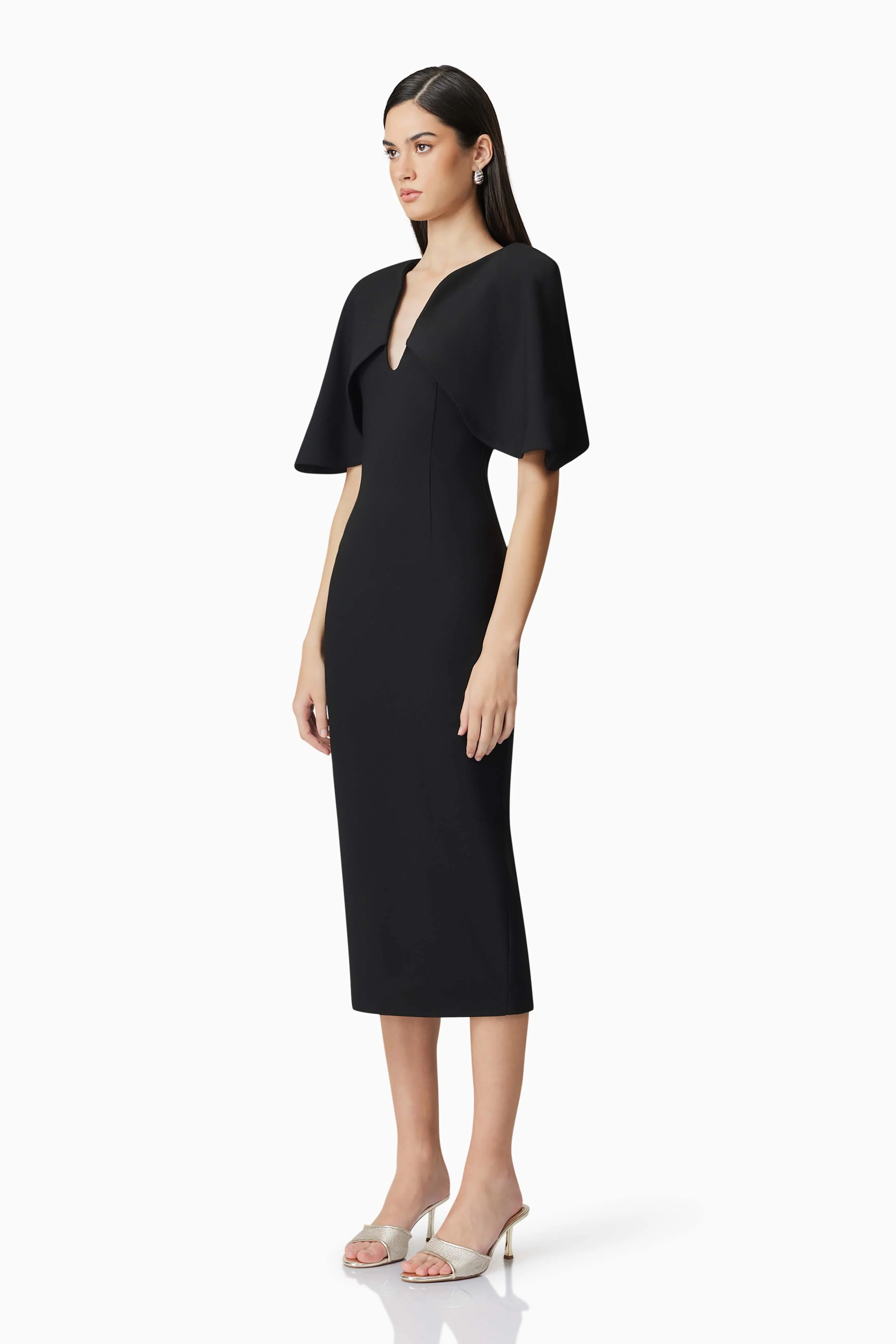 Elliatt Gia Cape Midi Dress - Black - Image 5