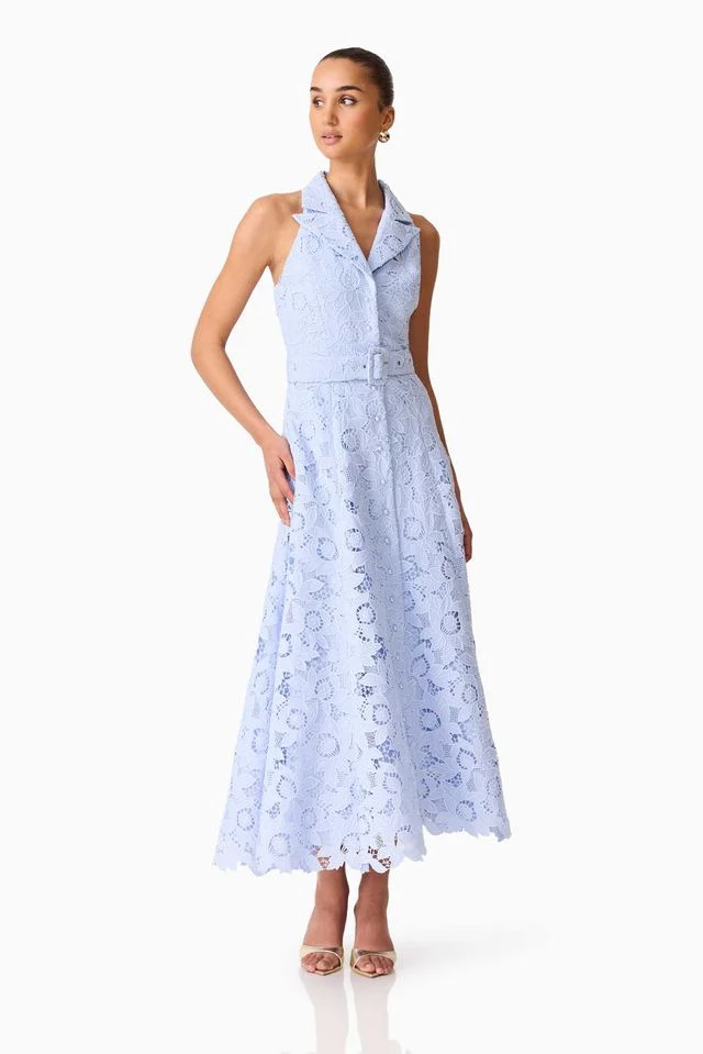 Elliatt Lacy Collared Maxi Dress - Powder Blue - Image 3