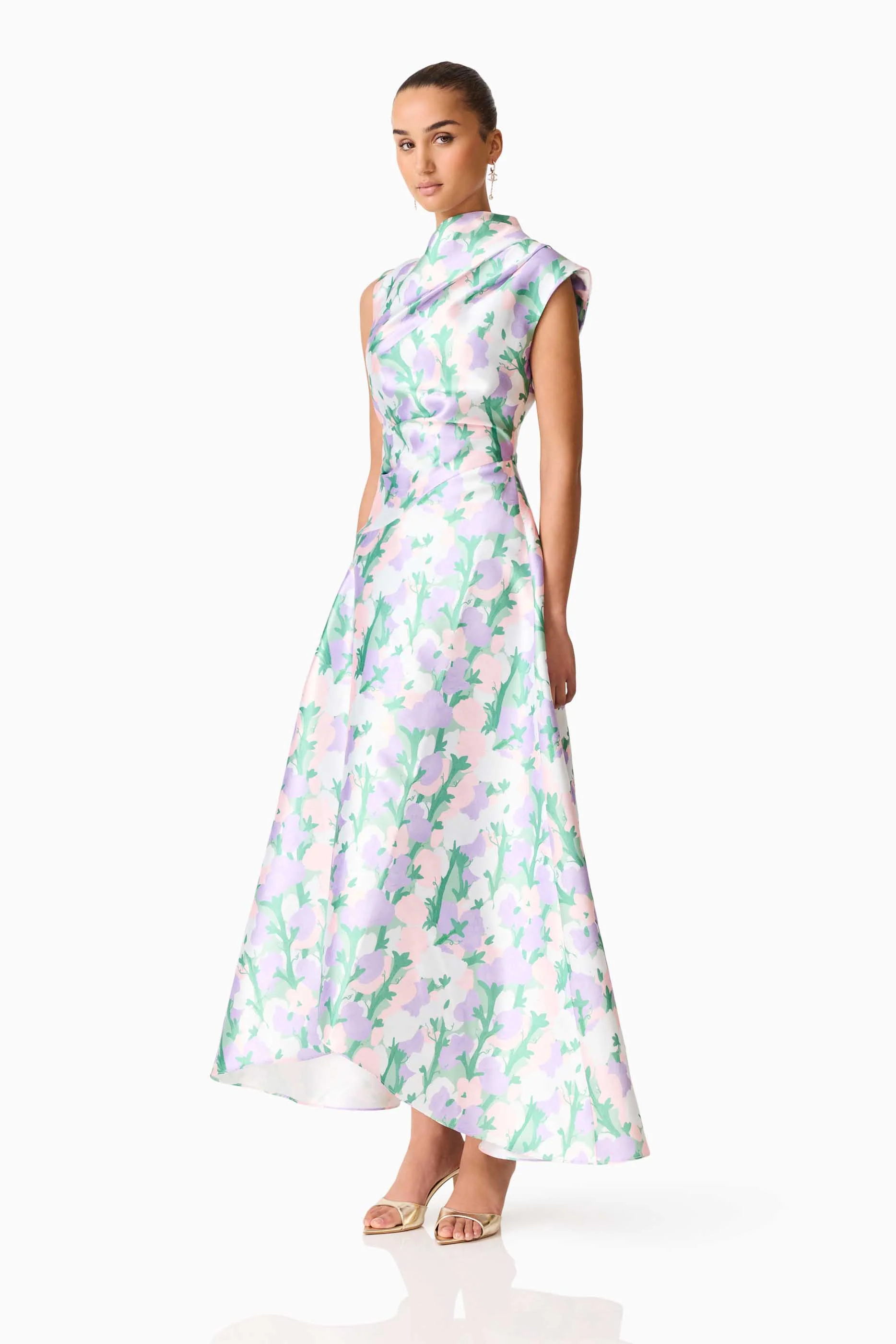 Elliatt Lavina Asymmetrical Gown - Purple Floral - Image 7