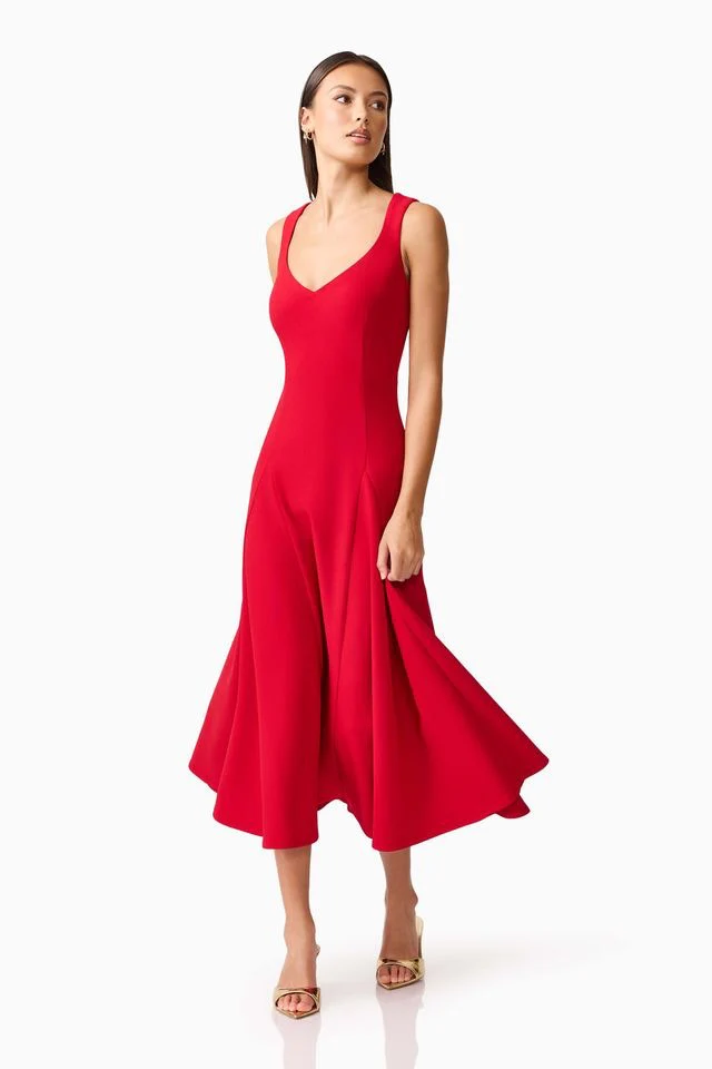 Elliatt Lila A-Line Midi Dress - Red - Image 2