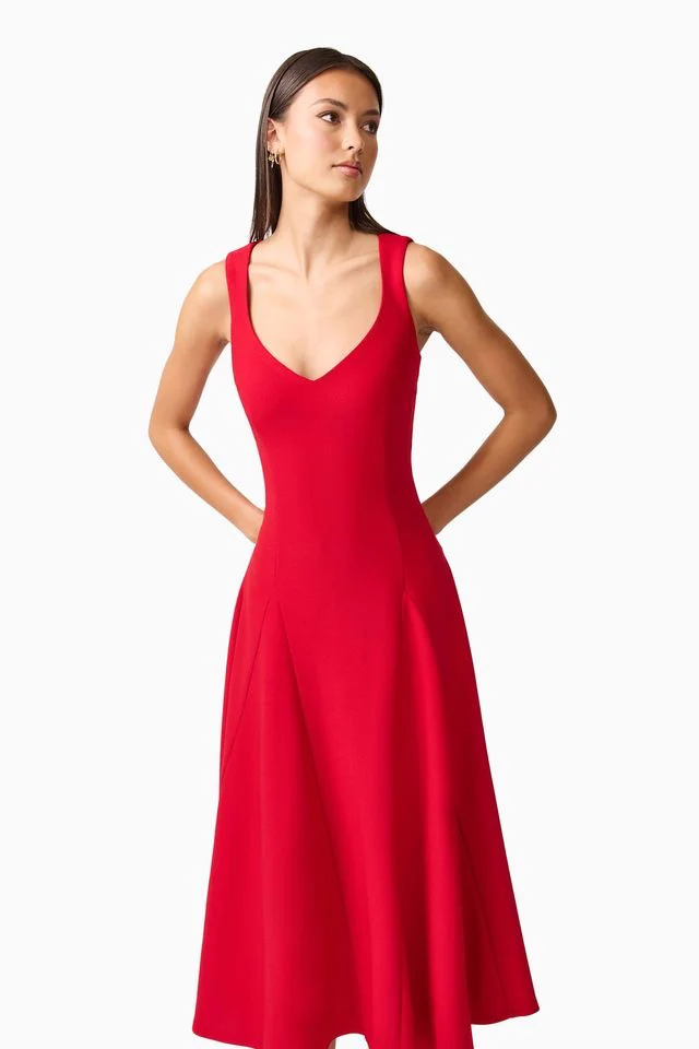 Elliatt Lila A-Line Midi Dress - Red - Image 5