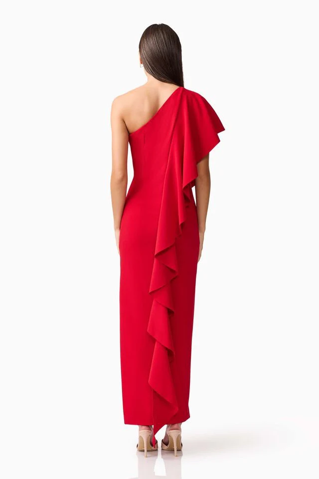Elliatt Lila Asym Gown - Crimson - Image 7