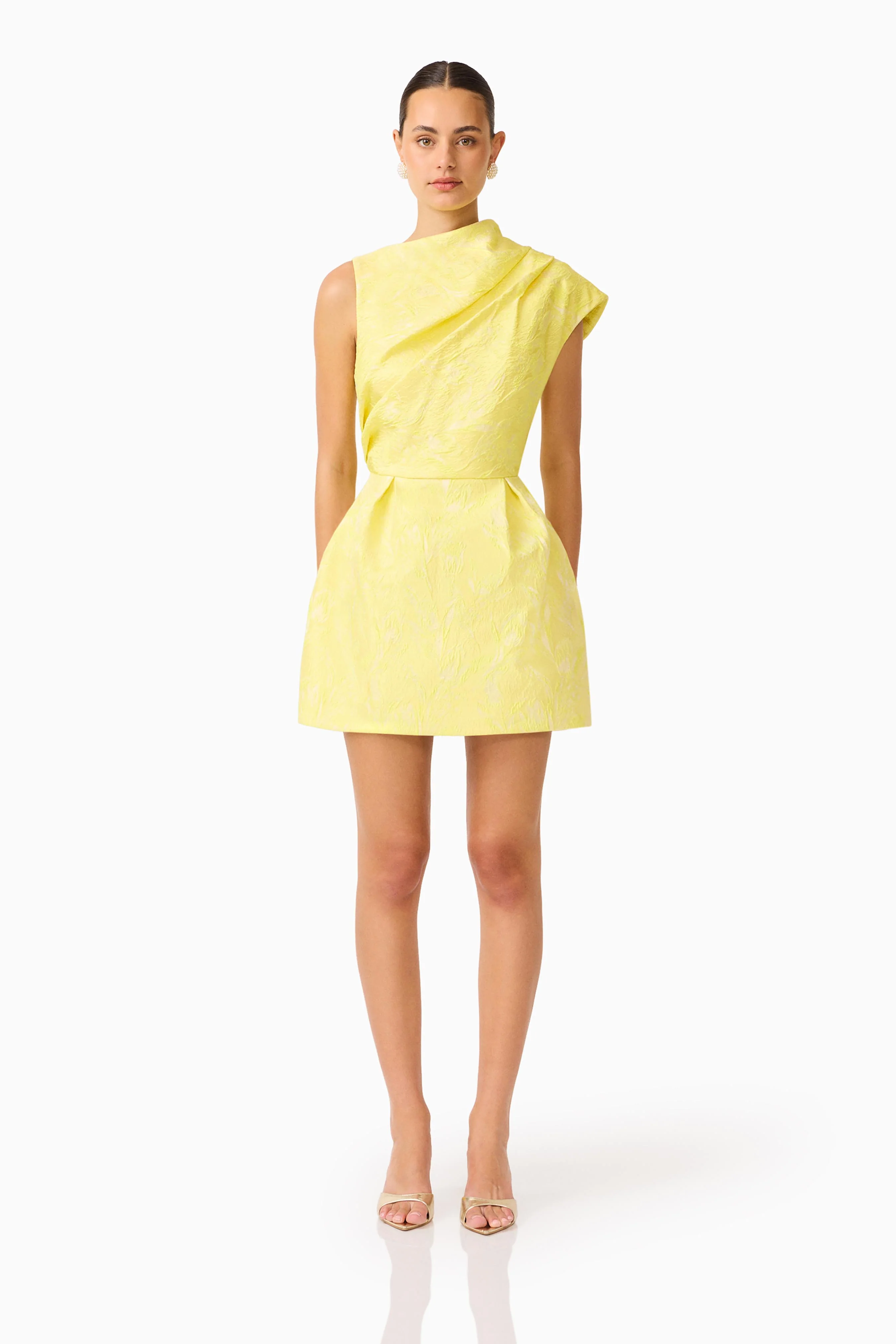 Elliatt Luella Asymmetric Mini Dress - Yellow