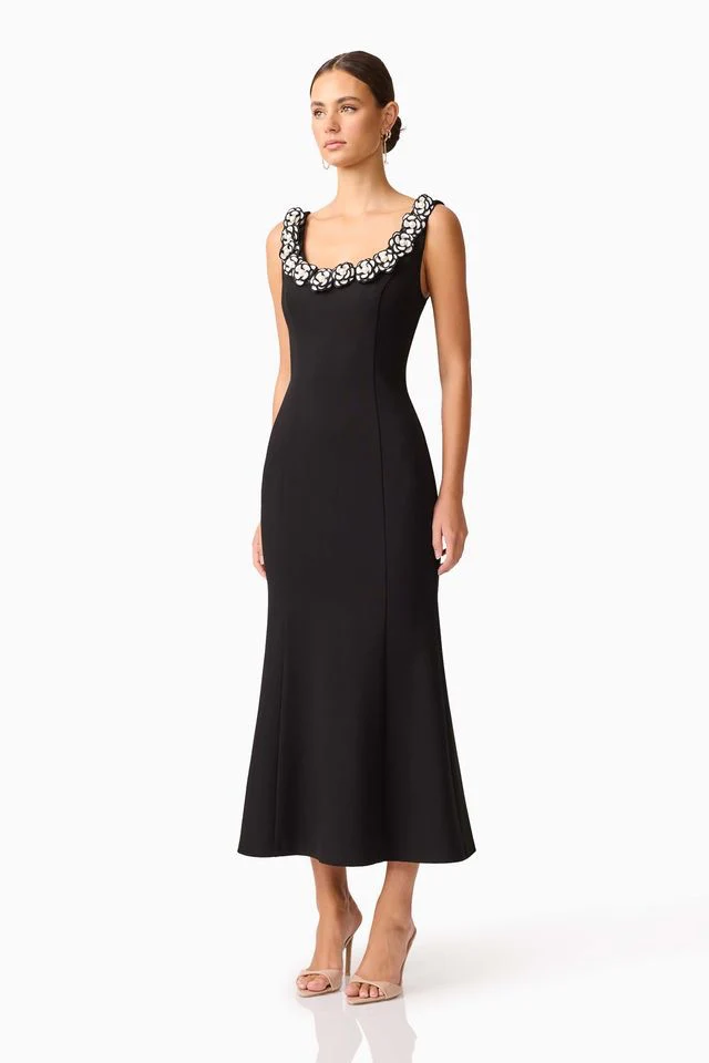 Elliatt Marina Midi Dress - Black White - Image 3