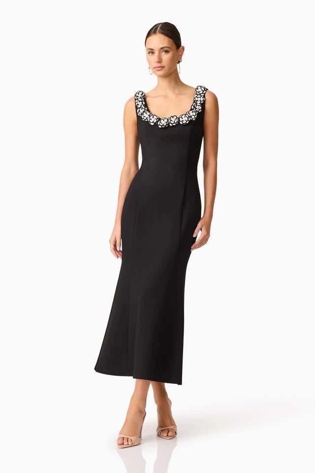 Elliatt Marina Midi Dress - Black White - Image 4