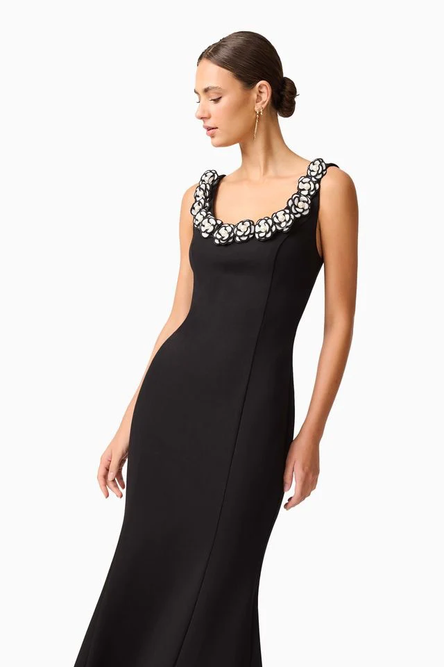 Elliatt Marina Midi Dress - Black White - Image 5