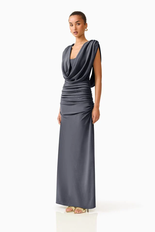 Elliatt Marisol Cowl Neck Gown - Charcoal - Image 3
