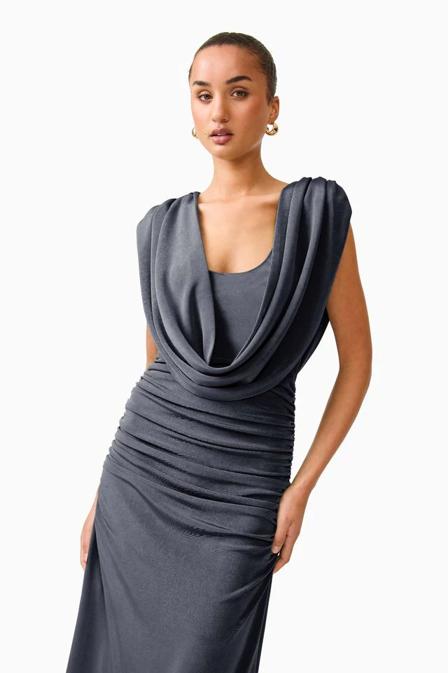 Elliatt Marisol Cowl Neck Gown - Charcoal - Image 4